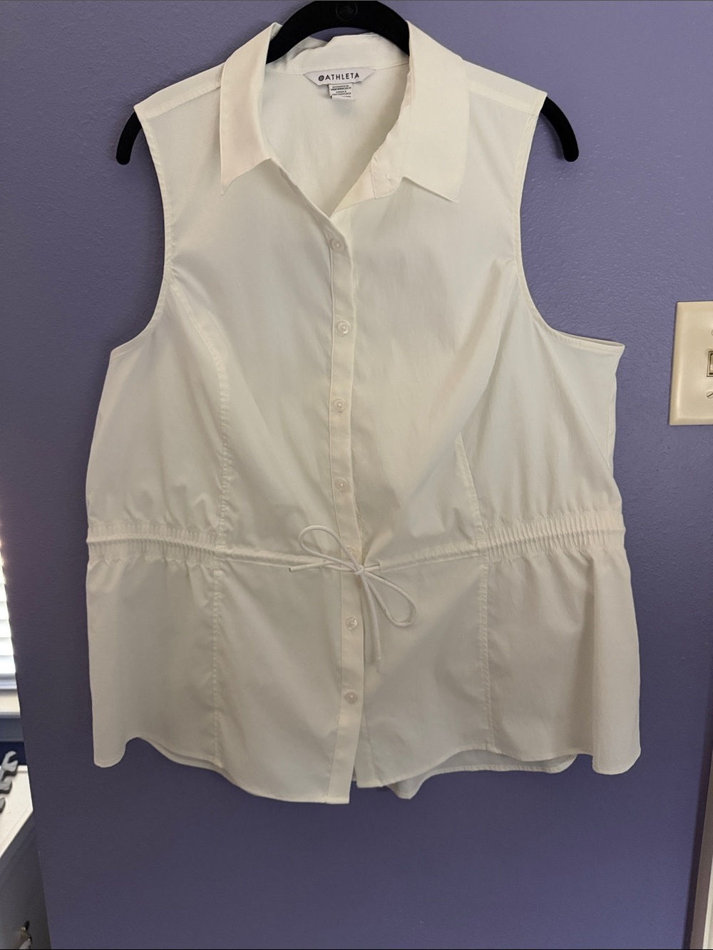 Athleta White Levitate Poplin Tank, Size 1X, #798899